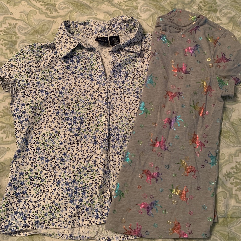 Two Summer Tops, Girls Size 10/12 and 10.